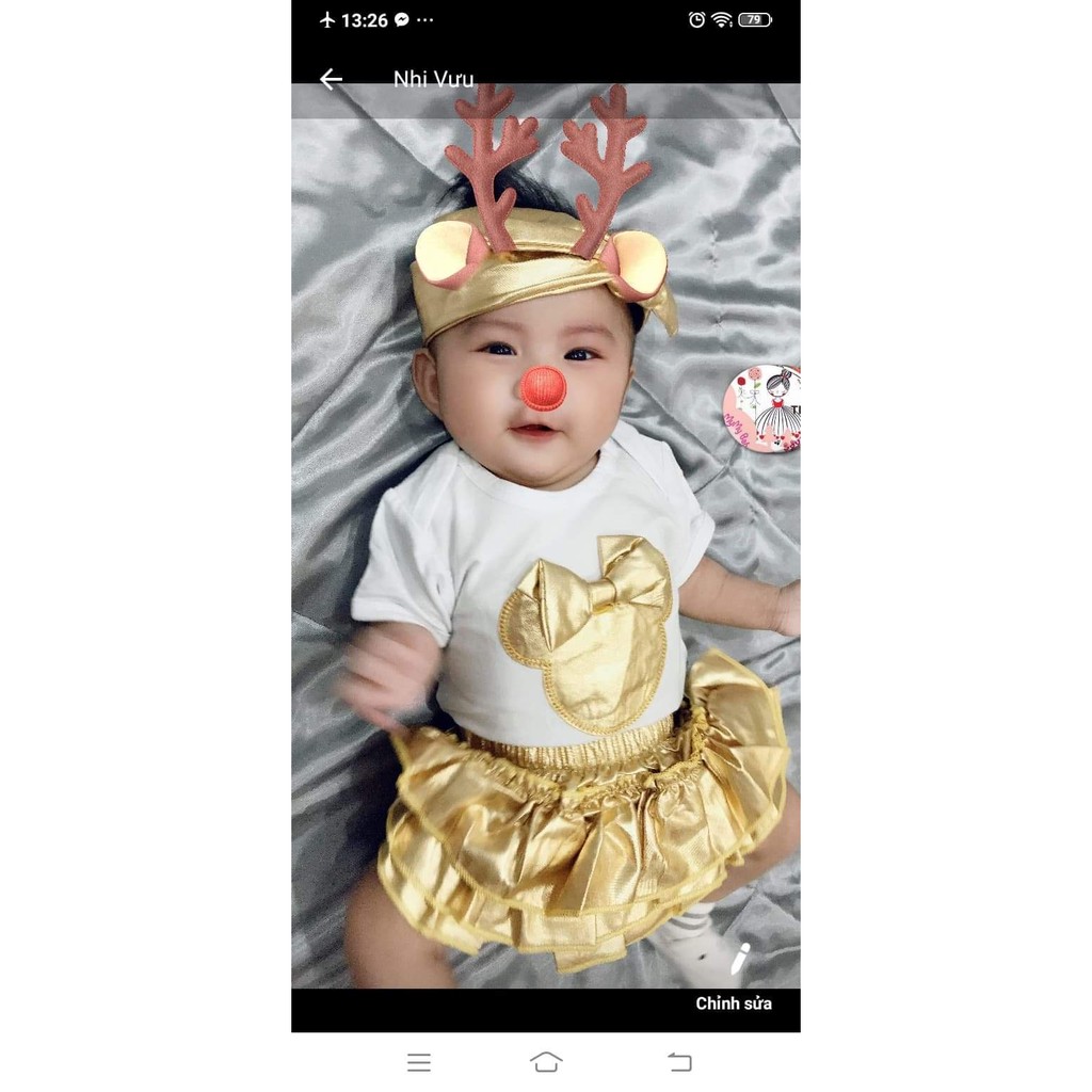 Set mickey gồm turban, áo body, váy có 2 màu trắng và đen chất đẹp