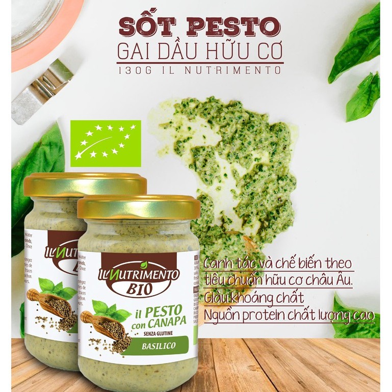 Sốt Pesto Hạt Gai Hữu Cơ 130g IL Nutrimento