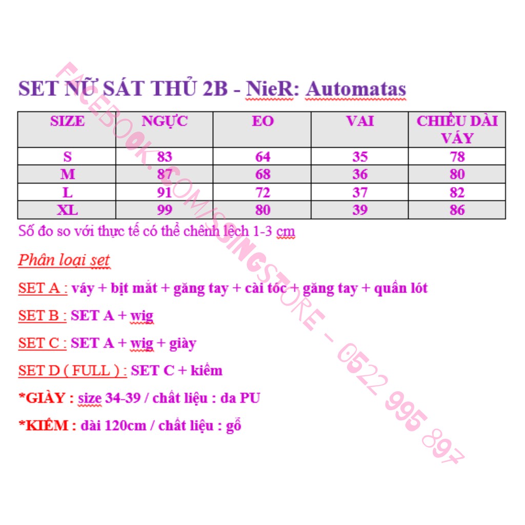 Set COSPLAY hóa trang thành nữ nhân vật 2B sexy trong game