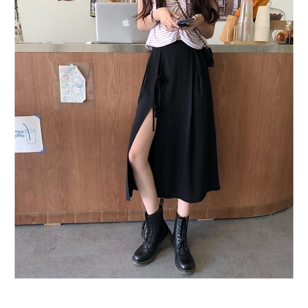 [Mã FAMAYWA giảm 10K đơn 50K] Chân Váy Nữ Midi Xẻ Đen Dáng Xòe Dài Siêu Chất CV08 | BigBuy360 - bigbuy360.vn