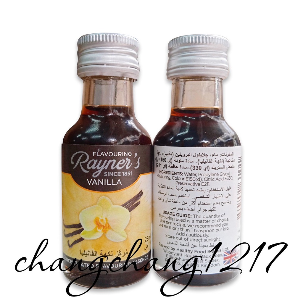 Hương Liệu Thực Phẩm Vani Vanilla Nước Rayner'S Chai Thủy Tinh 28ml