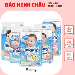 Tã dán/ quần moony xanh nhật cộng miếng đủ size nb90/s84/m64/l54/xl44