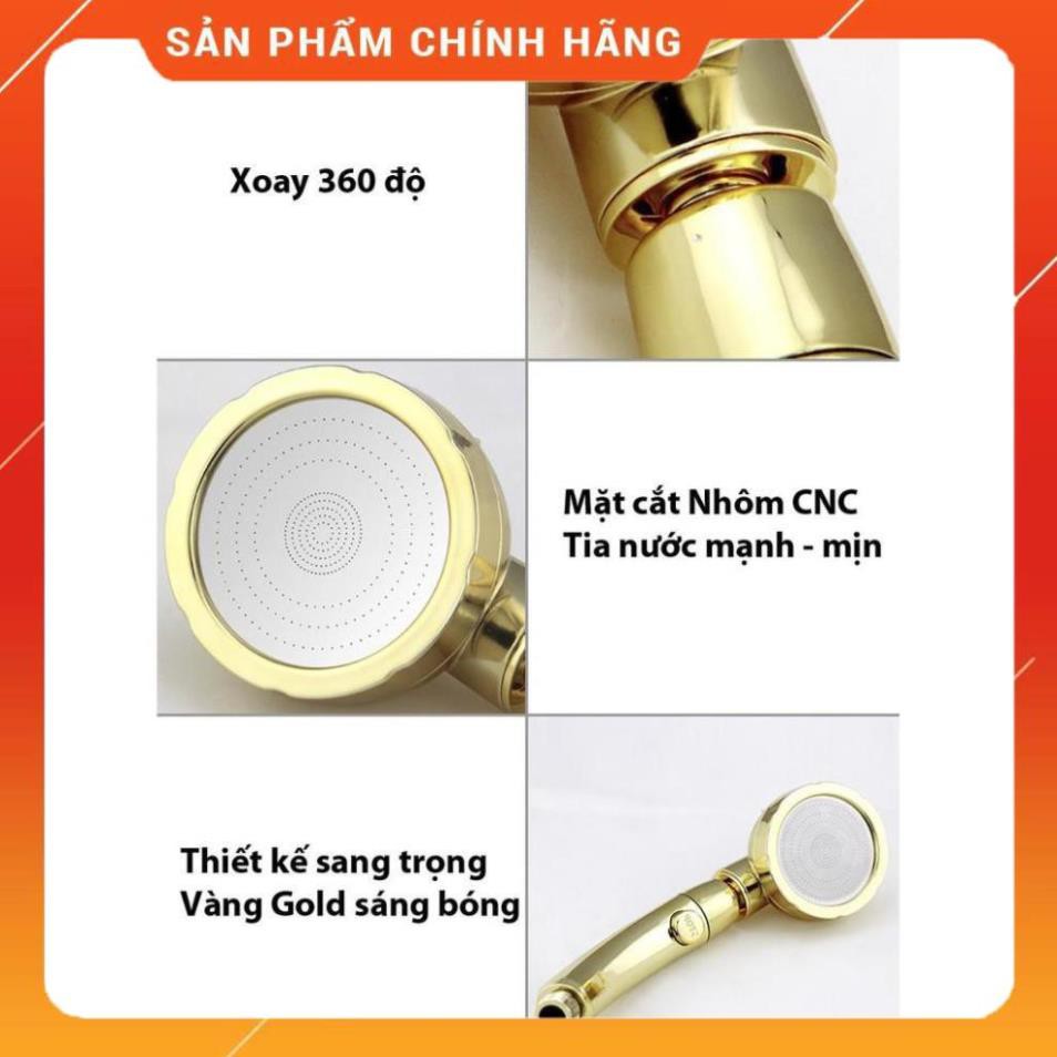 🚿 Vòi Sen Tăng áp Có Nút Khóa Nước 3 chế độ Phun, Xoay 360 độ Hàng Xịn - Vàng Gold 206783 🚿