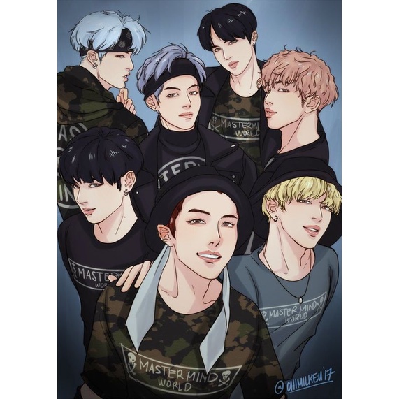 Tranh đính đá 5D họa tiết bts độc đáo kích thước 30x40cm tự làm dùng trang trí