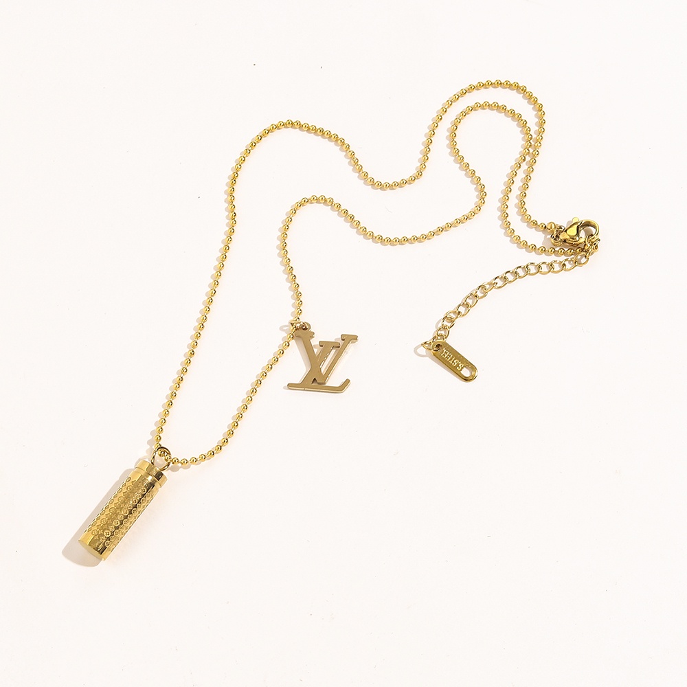 LOUIS VUITTON Vòng cổ Thép Titan Họa Tiết Lv Sang Trọng Cho Nam Nữ