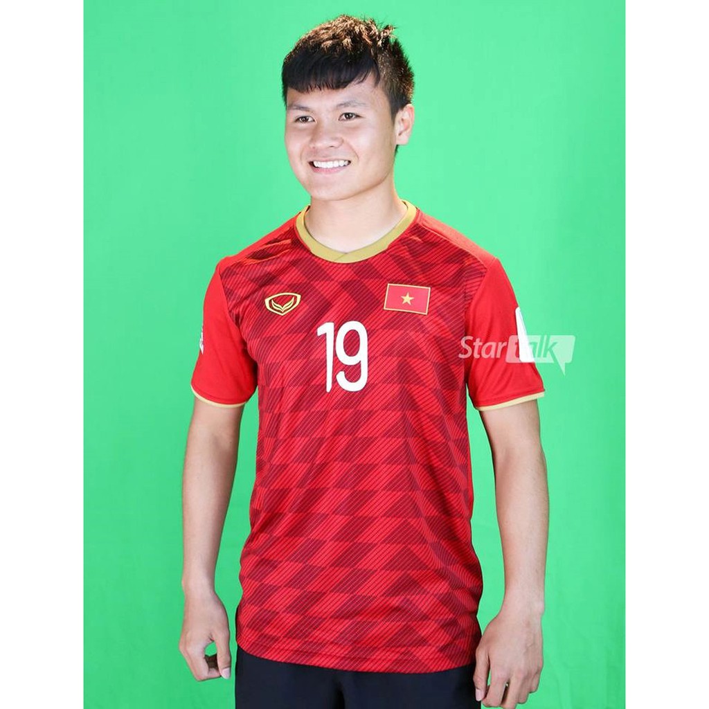 Áo bóng đá chuẩn đội tuyển Việt Nam 2019 cao cấp, thun lạnh, không nhăn, không xù