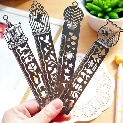 Thước đánh dâu bằng kim loại mỏng nhiều hình dễ thương Ruler Bookmark