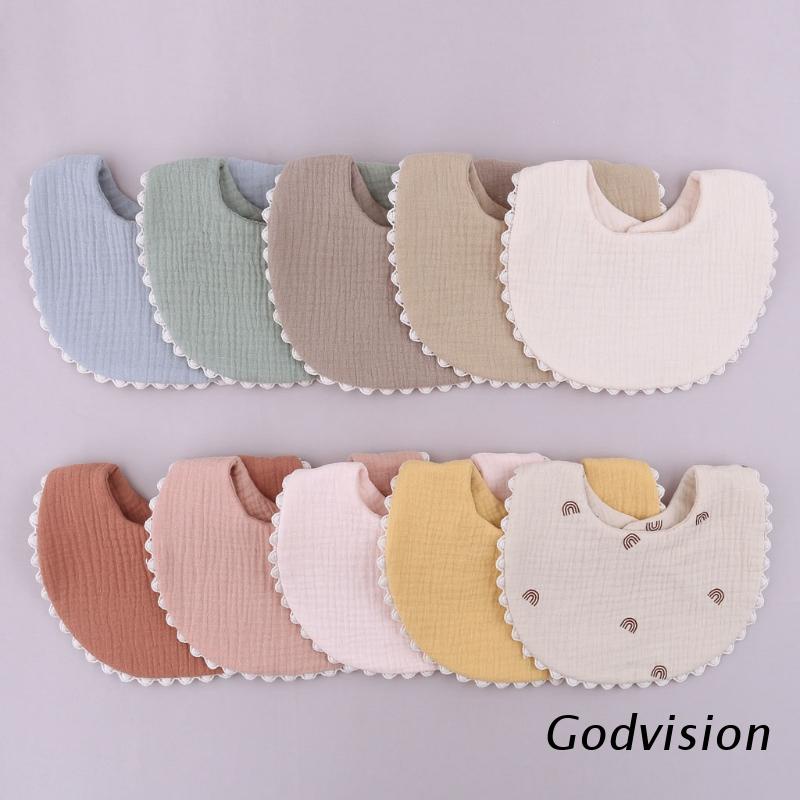 Yếm ăn dặm lau miệng chất liệu cotton thấm hút tốt phối tua rua cho bé sơ sinh trai và gái