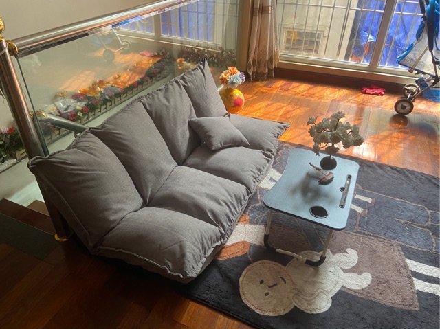 Sofa giường đệm bông hạt khung gấp 1m6 kèm gối ôm -