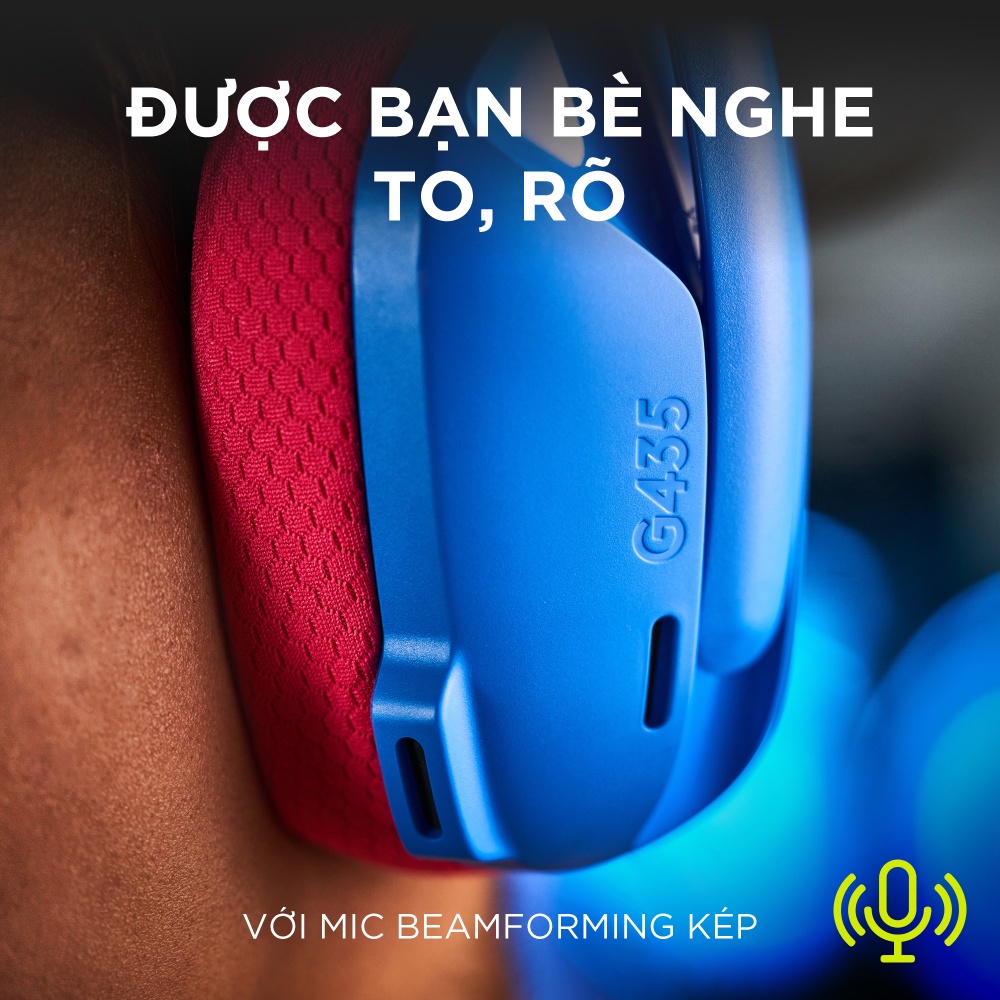 Tai nghe game không dây Bluetooth Logitech G435 – Mic ảo tích hợp, siêu nhẹ, PC/ Mobile/ PS5