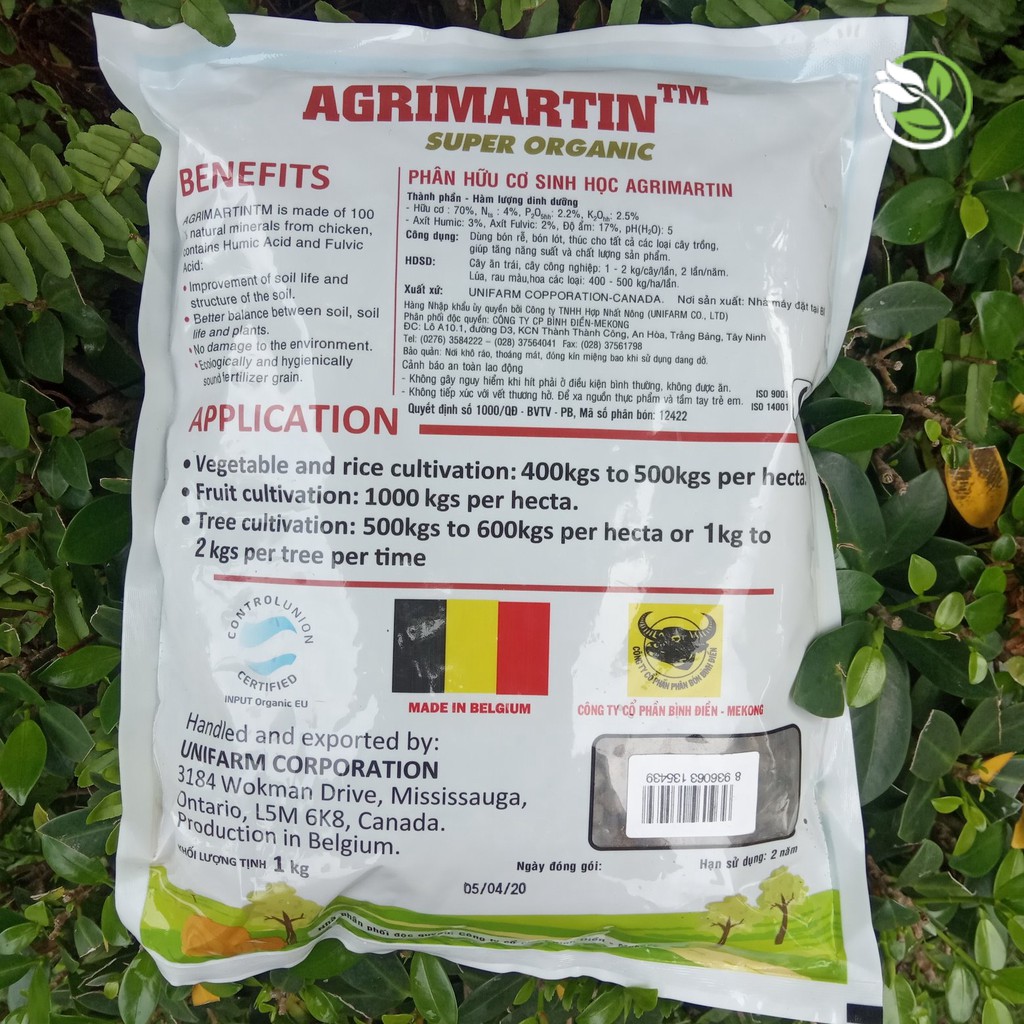 Phân Bón Hữu Cơ Đậm Đặc Đầu Trâu AGRIMARTIN Super Organic - Gói 1kg