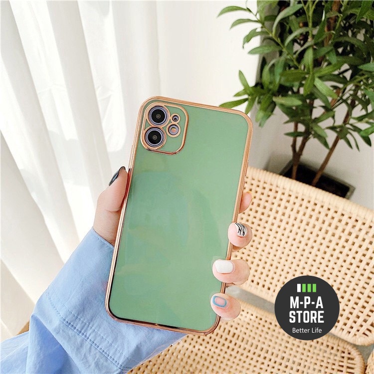 Ốp lưng CẠNH VUÔNG sang trọng LOGO TÁO MẠ VÀNG dành cho iphone 6/6plus/6splus/7/7plus/8/8plus/x/xs/11/12/13/pro/max/plus