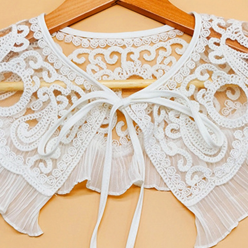 Khăn Choàng Cổ Xếp Li Thêu Hoa Nhìn Xuyên Thấu Cho Nữ