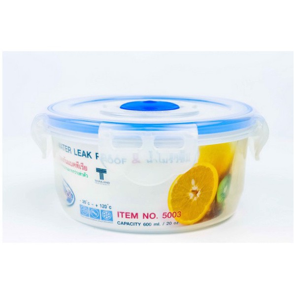 Hộp bảo quản thức ăn tủ lạnh, hộp đựng thức ăn nhựa trong có nắp 600ml - 5003 - sản xuất Thái Lan