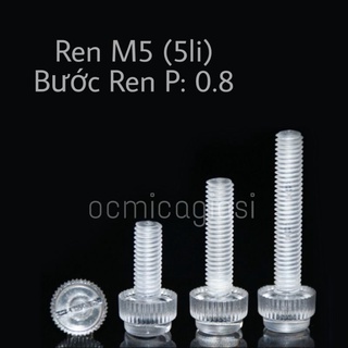 Combo 20 ốc mica ren M5 vặn tay trong suốt