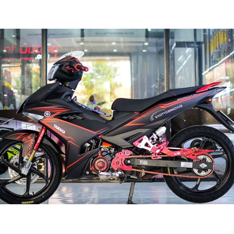 Tem trùm exciter 150 đỏ đen màng nhám phong cách sport