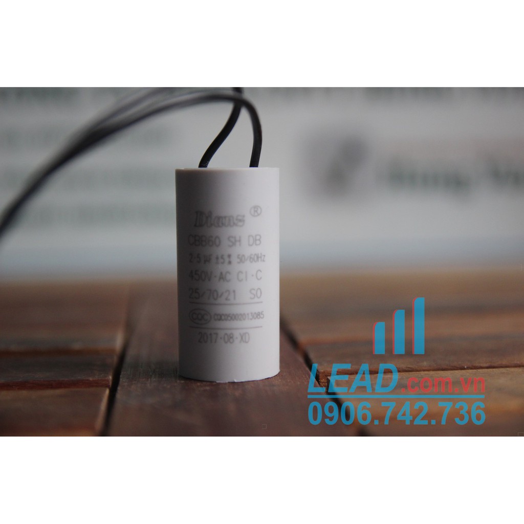 Tụ điện Dianz CBB60 2.5μF ±5%, 450VAC Dây cắm