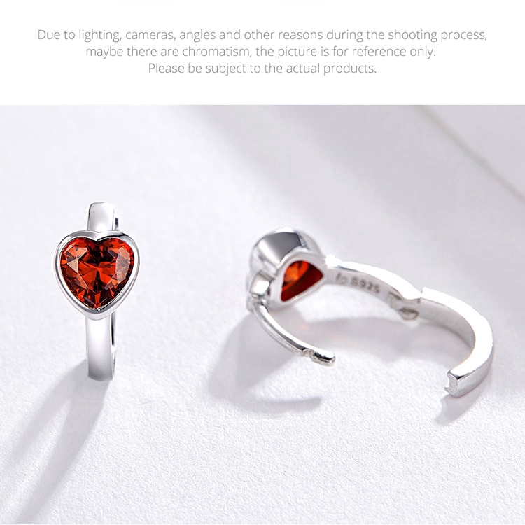 BAMOER Bông Tai BạC 925 ĐíNh Đá HìNh Tim Xinh XắN