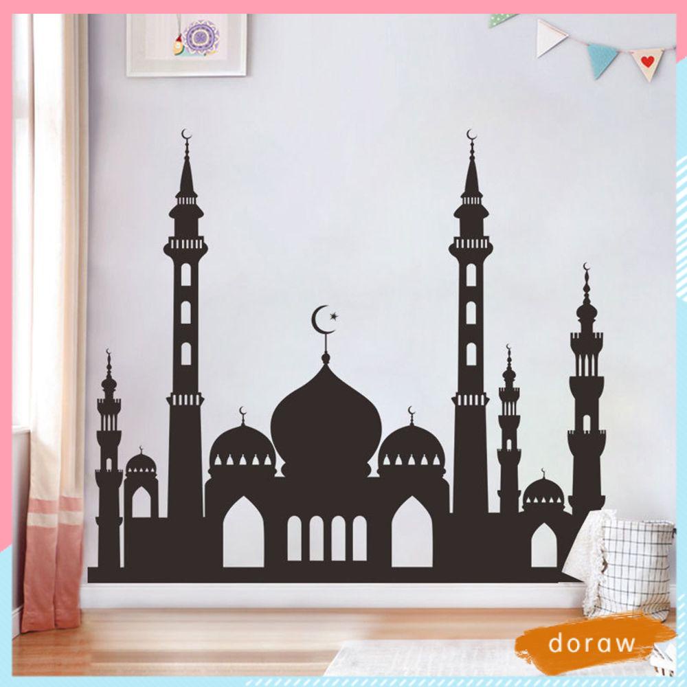 Decal dán tường Họa Tiết Mặt Trăng Ngôi Sao Hồi Giáo Trang Trí Cho Nhà