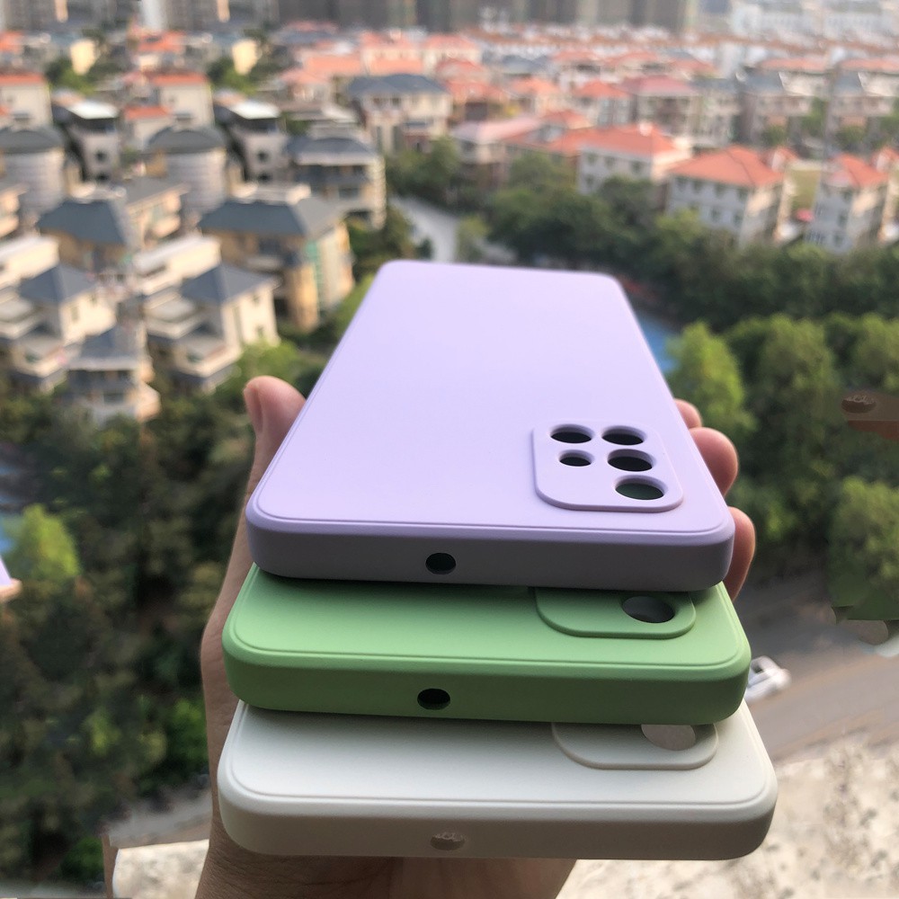 Ốp điện thoại silicone mềm khung vuông màu trơn cao cấp cho Samsung Galaxy A51 A71 A31 A21S A02S A12