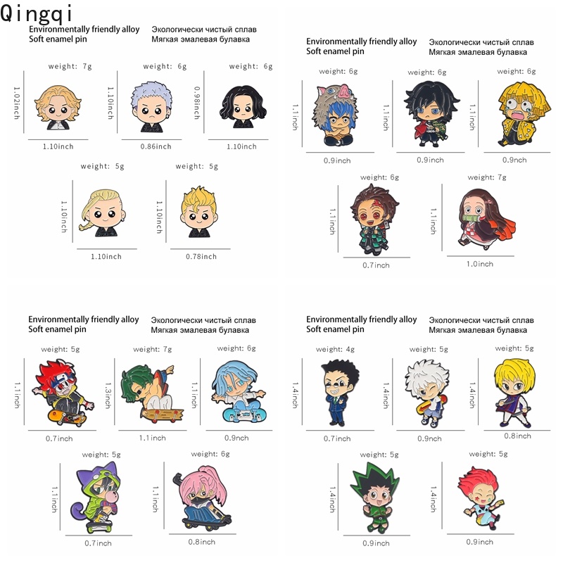 Set 5 ghim cài áo MISS ZOE tráng men phong cách hoạt hình Demon Slayer Hunterxhunter làm quà tặng cho bạn bè