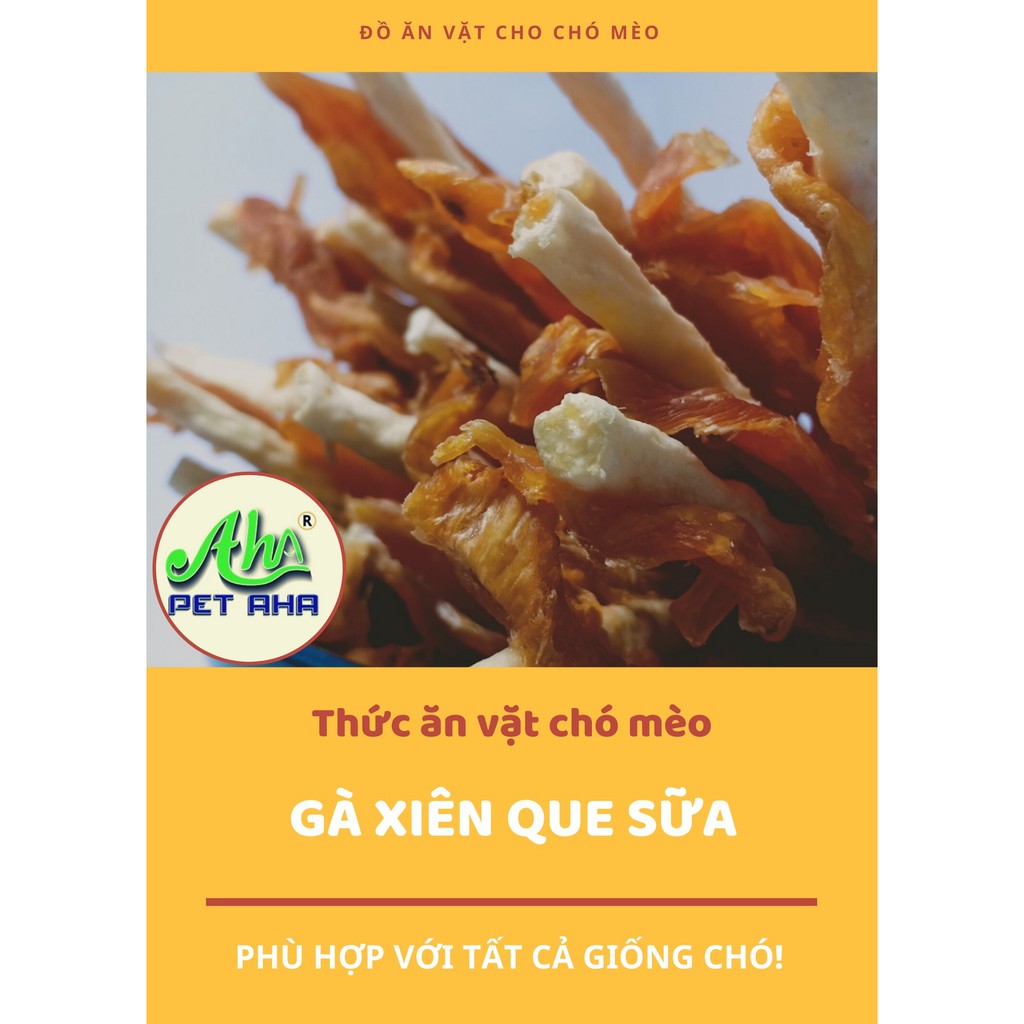 Gà xiên que sữa PetAha (150gr) đồ ăn vặt cho chó mèo thức ăn làm sạch răng miệng bổ sung dinh dưỡng canxi cho thú cưng