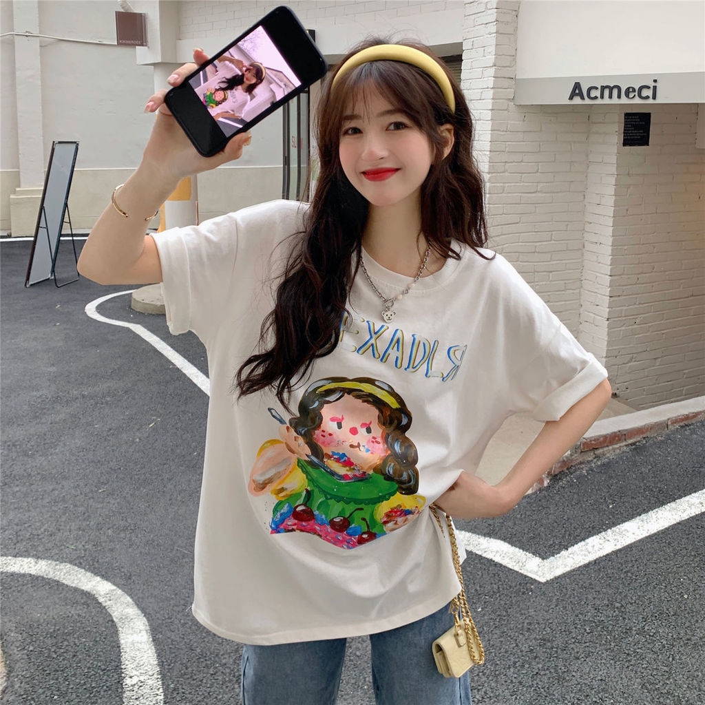 Áo Thun Tay Ngắn Dáng Rộng Hợp Thời Trang