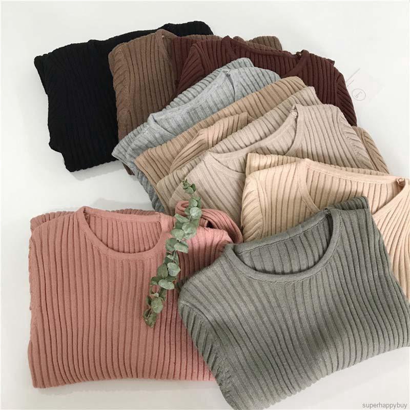 Áo sweater tay dài màu trơn dành cho nữ
