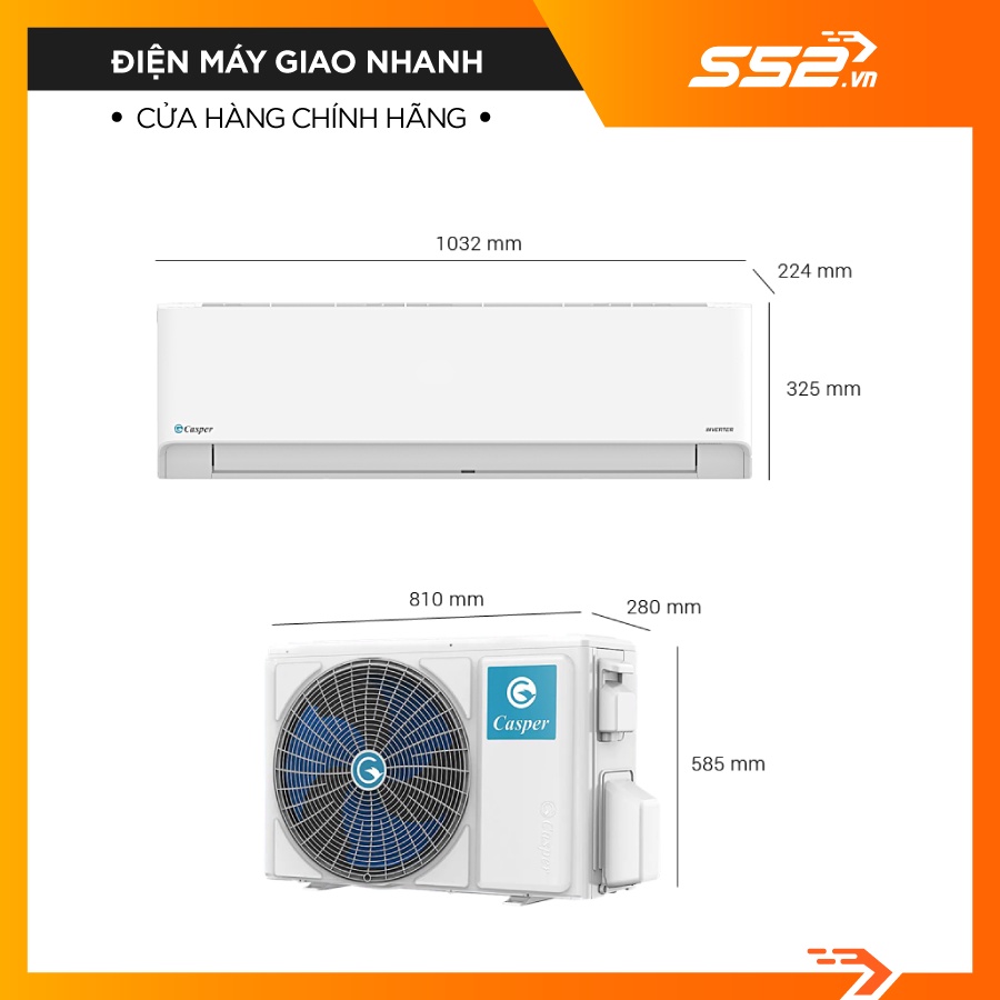 [Miễn Phí Lắp Đặt TP.HCM]Máy lạnh Casper Inverter 2.5 HP HC-24IA32-Hàng Chính Hãng