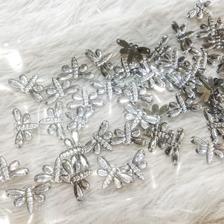 Hạt đá acrylic kết áo hình chuồn chuồn phụ liệu may mặc, trang trí làm đồ thủ công handmade