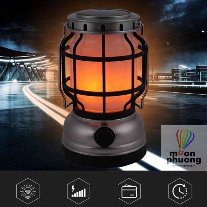 Đèn năng lượng mặt trời kết hợp pin sạc hiệu suất cao cổng sạc USB với thiết kế cổ điển retro - MUÔN PHƯƠNG SHOP