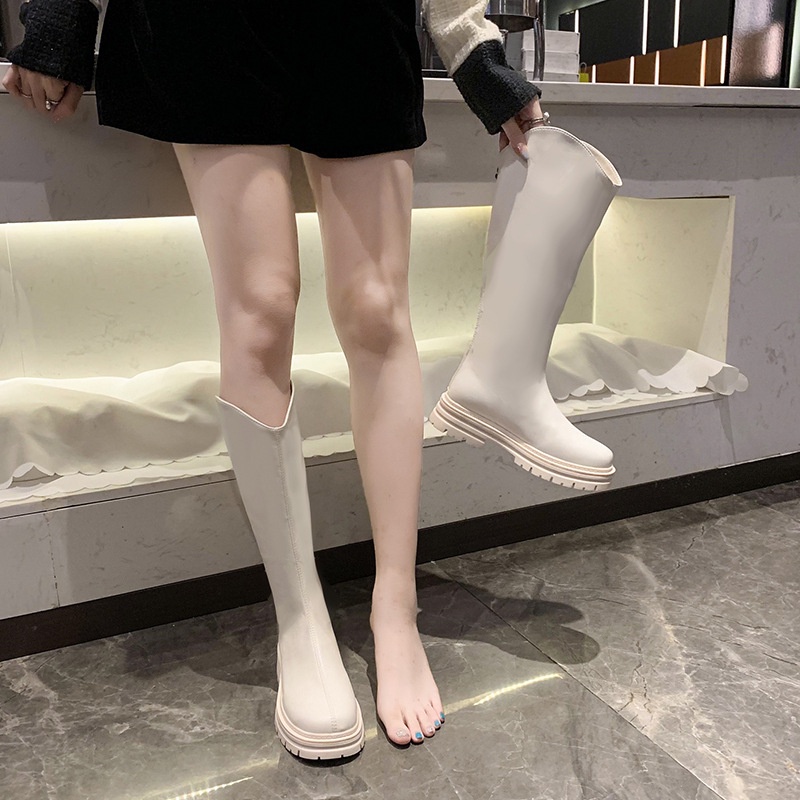 IELGY Giày Bốt Hiệp Sĩ Đế Dày Có Khóa Kéo Sau Lưng Cho Nữ