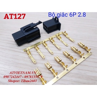 Bộ giắc nhựa ĐEN 6 lỗ 6P 2.8 - AT127 ( 1 bịch 10 bộ)