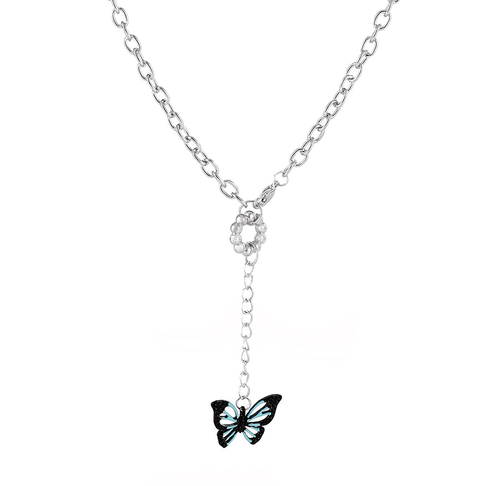 Vòng cổ Mặt Hình Bướm Xanh Phong Cách Hip Hop Thời Trang Dành Cho Nữ