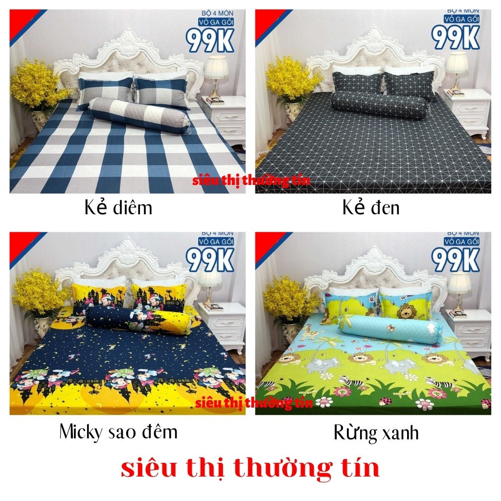 Ga Kèm Vỏ Gối Cotton Poly Trải Giường, Nệm Kiểu Hàn Quốc, Dễ Thương Giá Lại Rẻ