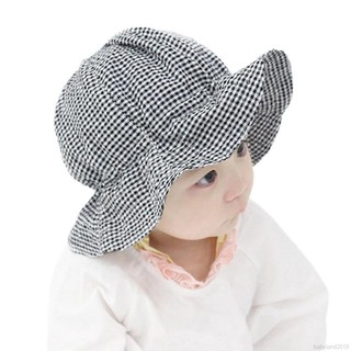 Mũ vành tròn phối họa tiết ca rô xinh xắn cho bé
