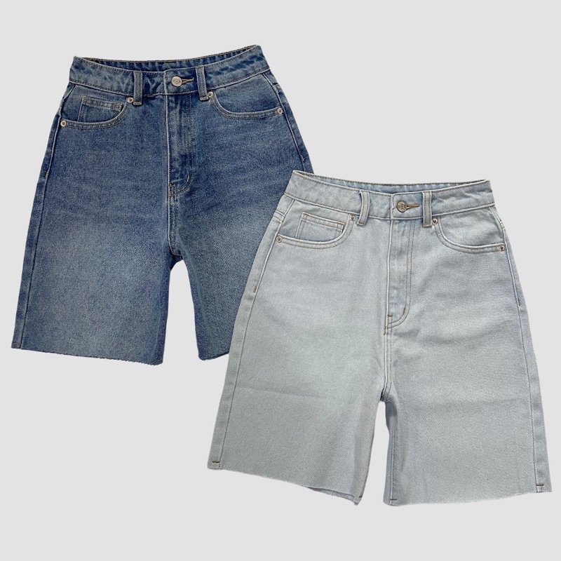 Quần Short Jean Ngố - Quần Jean Lửng Xuất Xịn Phối Túi Kiểu Vintage