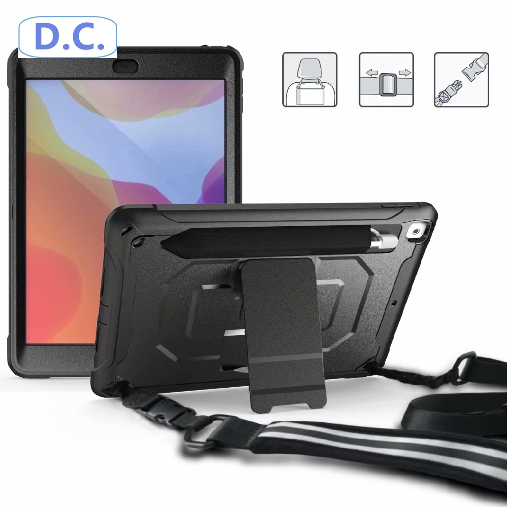 Ốp máy tính bảng chống sốc có dây đeo cho Apple iPad Pro Air 10.5" 9.7" 11" 10.2" mini 1 2 3 4 5 2019 2020 2018