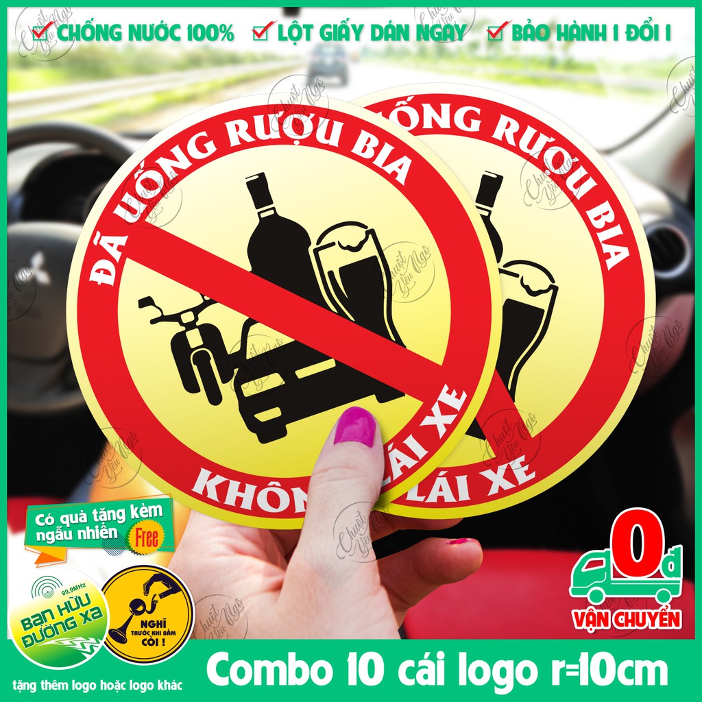 Sticker Drinking Game decal PP không thấm nước đường kính 10cm  Đã Uống Ruọu Bia Không Lái Xe dán ôtô