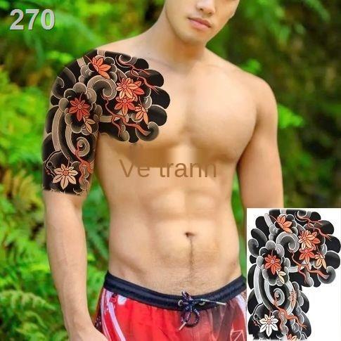 【Mới nhất】Hình xăm nửa giáp totem lá phong phun cách Nhật Bản nam và nữ truyền thống dán không thấm nước