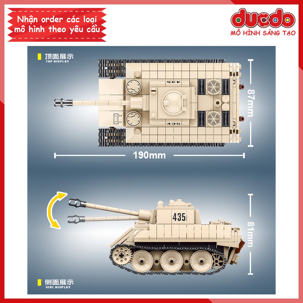Lắp ghép Siêu tank Leopard của phát xít Đức hùng mạnh - Đồ chơi Xếp hình Mô hình WW2 QuanGuan 100101