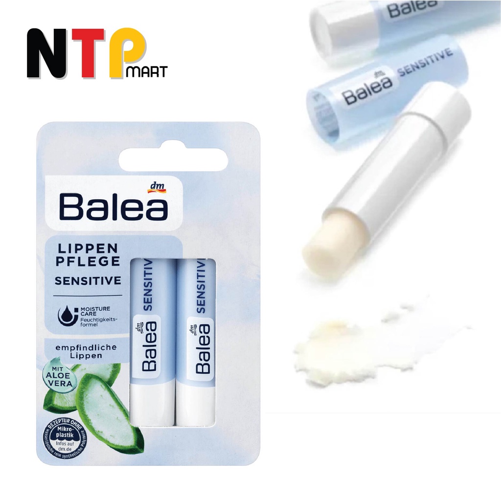 Son dưỡng môi Balea Lippenpflege Sensitive dưỡng ẩm hương lô hội cho môi nhạy cảm nhập khẩu Đức