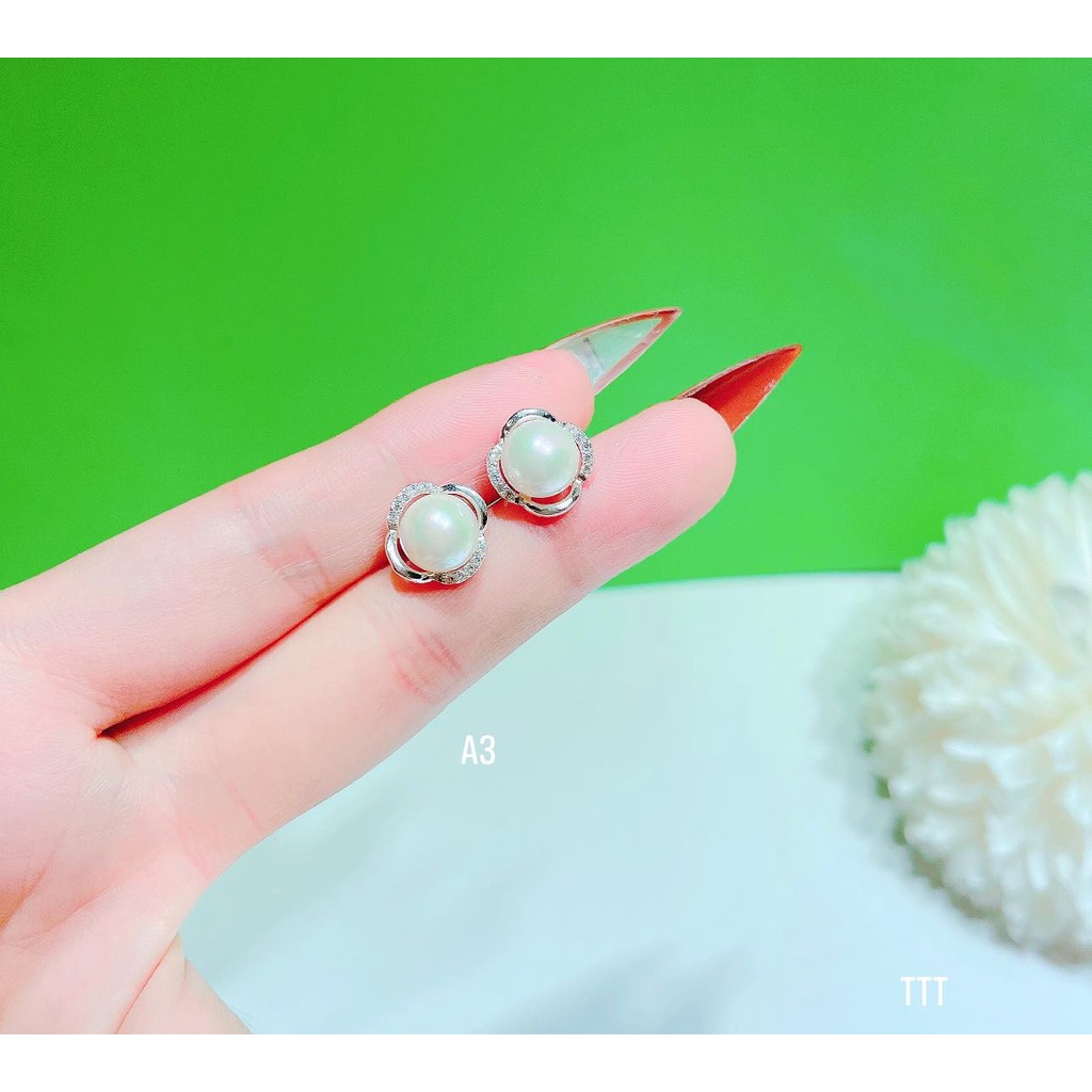 Bông tai nữ - bông tai nữ bạc mix trai nặng đẹp - phụ kiện thời trang