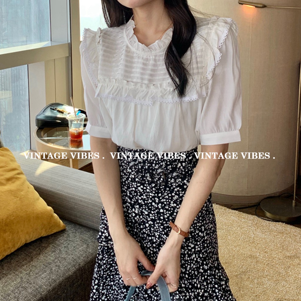 Áo babydoll kiểu mới tay bồng tiểu thư Ulzzang (hàng QC) - Ảnh thật
