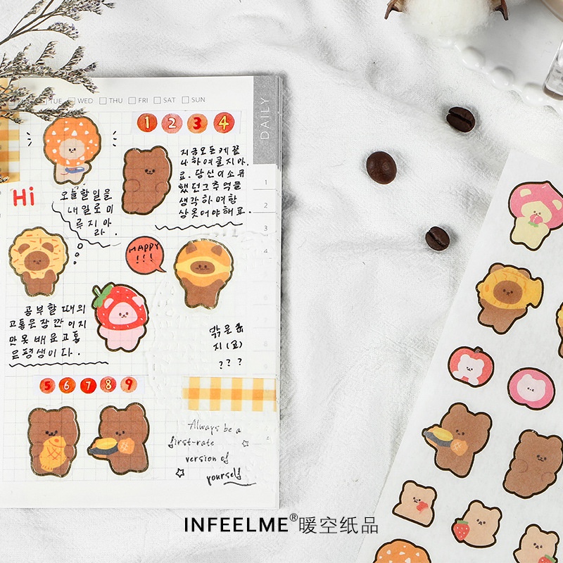 Sticker hình dán dễ thương sáng tạo và giấy bộ nhãn dán sổ trang trí dễ thương phong các Hàn Quốc