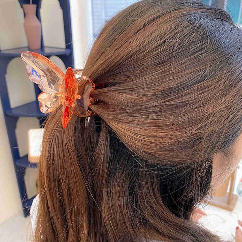 MELODG Kẹp Càng Cua Rỗng Trong Suốt Tạo Kiểu Tóc Hình Bướm