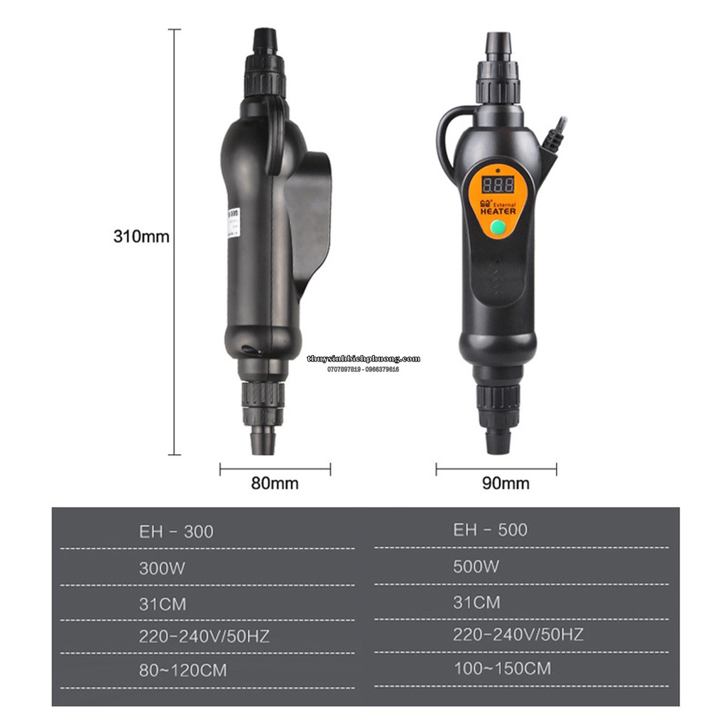 SƯỞI HỒ CÁ GẮN NGOÀI SUNSUN EXTERNAL HEATER EH-500 EH-300