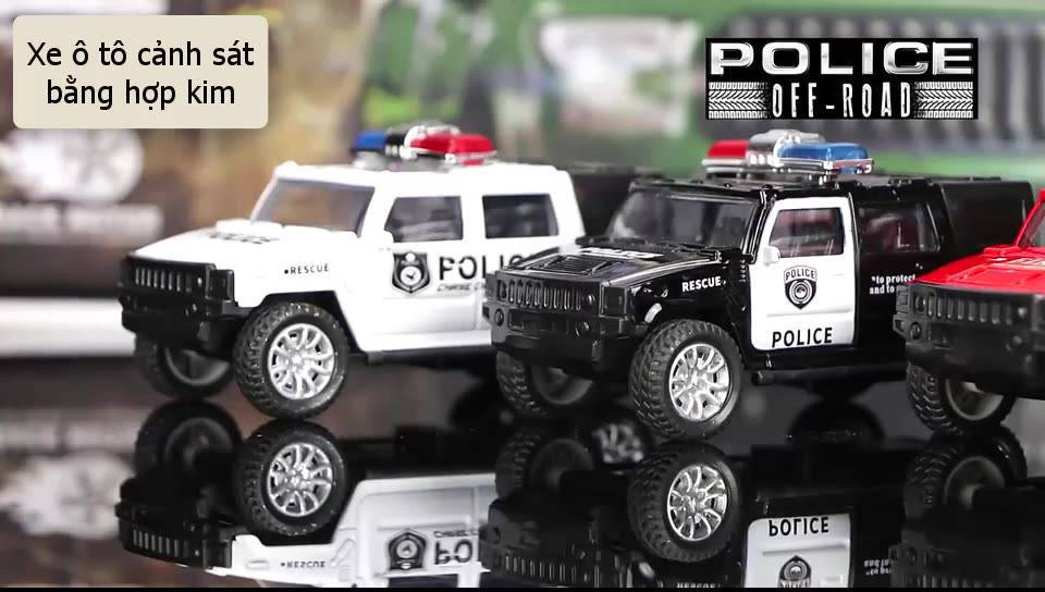 Mô hình xe ô tô cảnh sát bằng hợp kim chạy cót