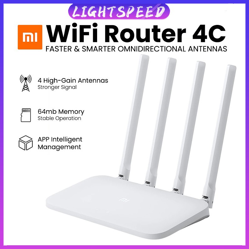 Thiết Bị Phát Wifi Xiaomi 4c 2.4g 1200mbps 4 Ăng Ten Điều Khiển Qua Ứng Dụng