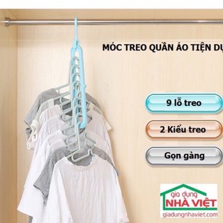 Móc Treo Quần Áo 9 lỗ Đa Năng tiết kiệm Diện tích xoay 360 độ